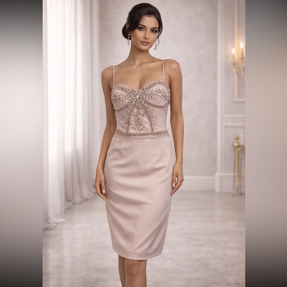 Mignon beaded jewels with straps cocktail dress